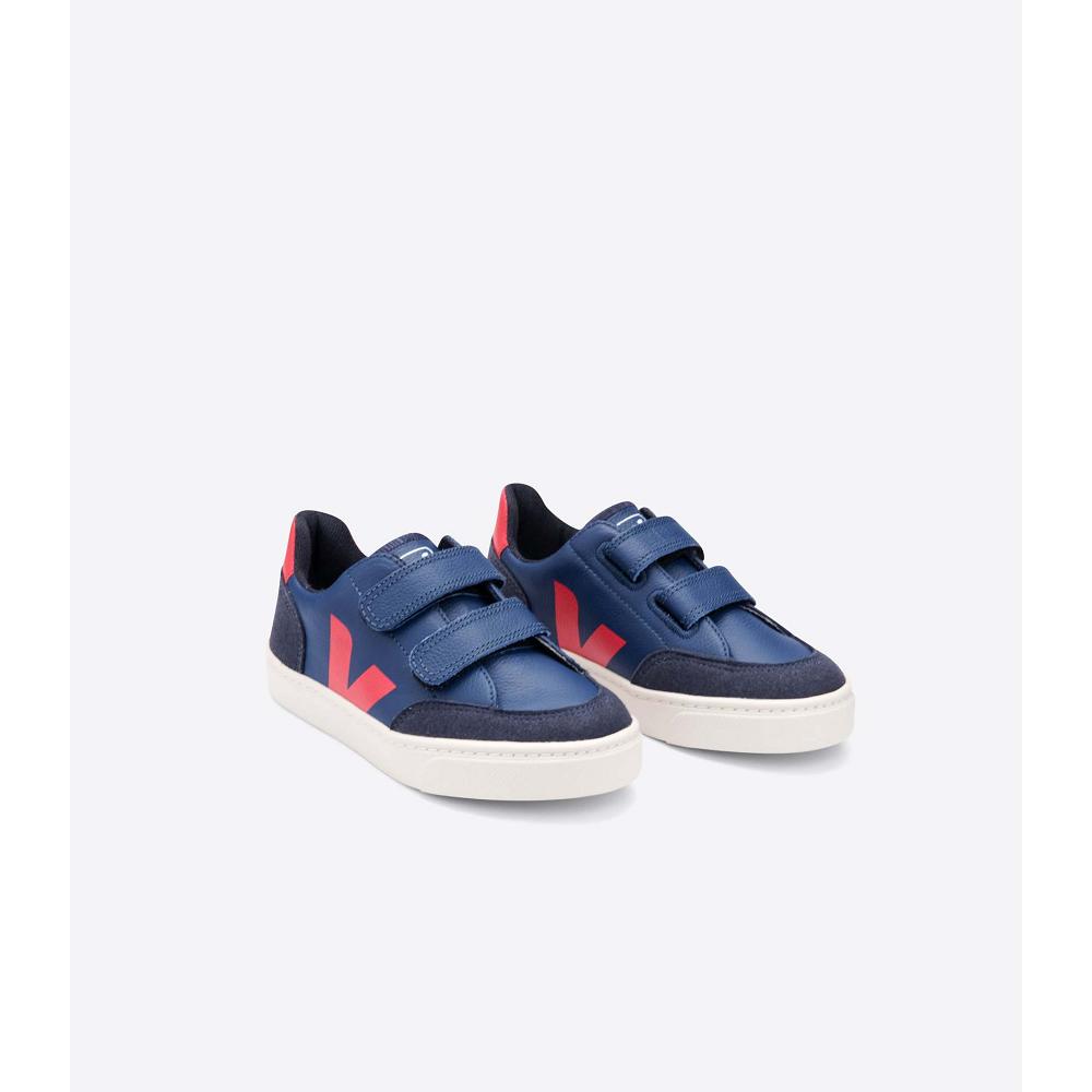 Veja V-12 LEATHER Sneakers Kinderen Donkerblauw | BE 874VRW